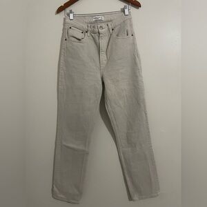 Abercrombie The 90’s Straight Ultra High Rise Beige Jeans Size 28/6